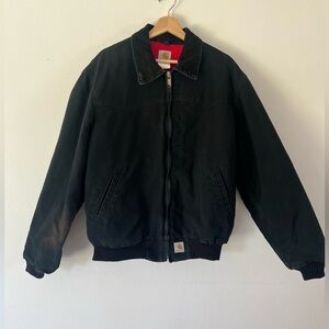 Carhartt J13 Black Santa Fe Jacket Red Blanket Lined Firm Duck Vintage Workwear